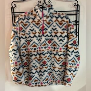 Eddie Bauer Multicolor Patterned Fleece Sweater